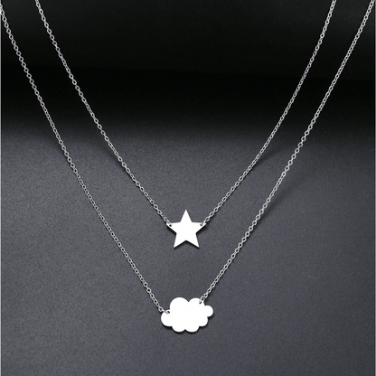Star, Cloud Necklace - Silver