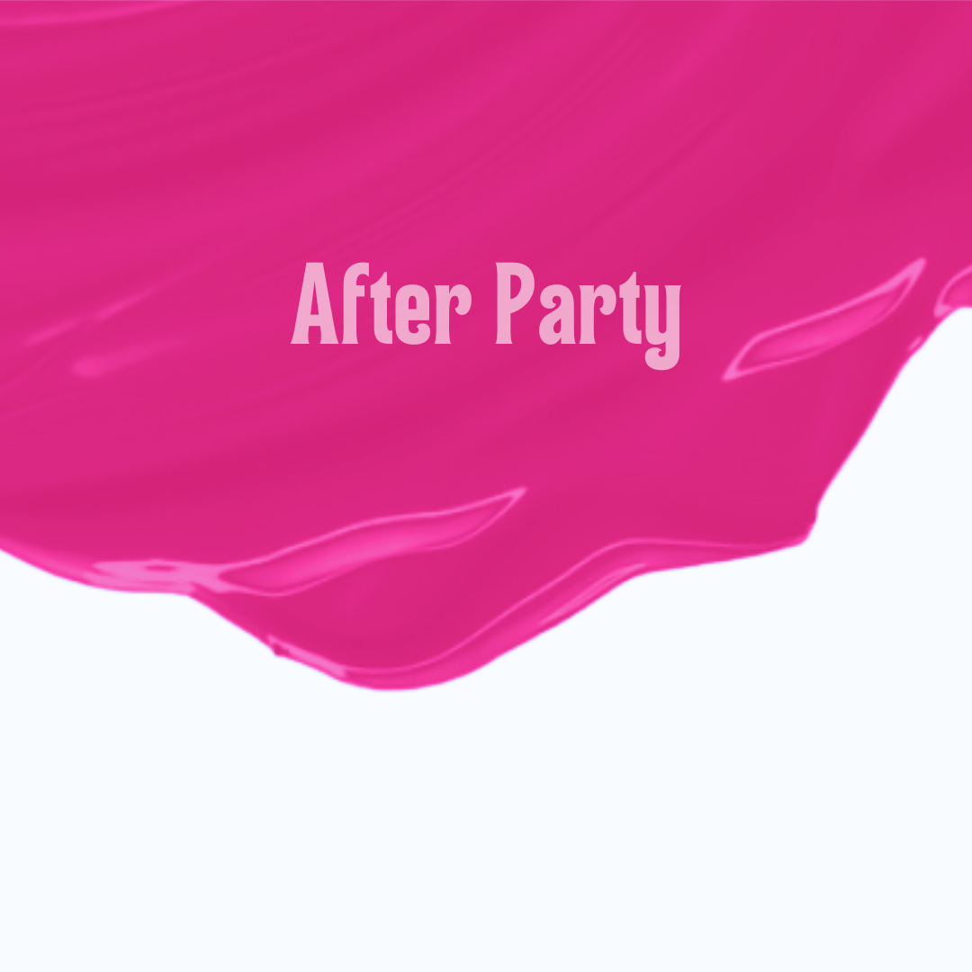 Pink and white abstract design with 'After Party' text