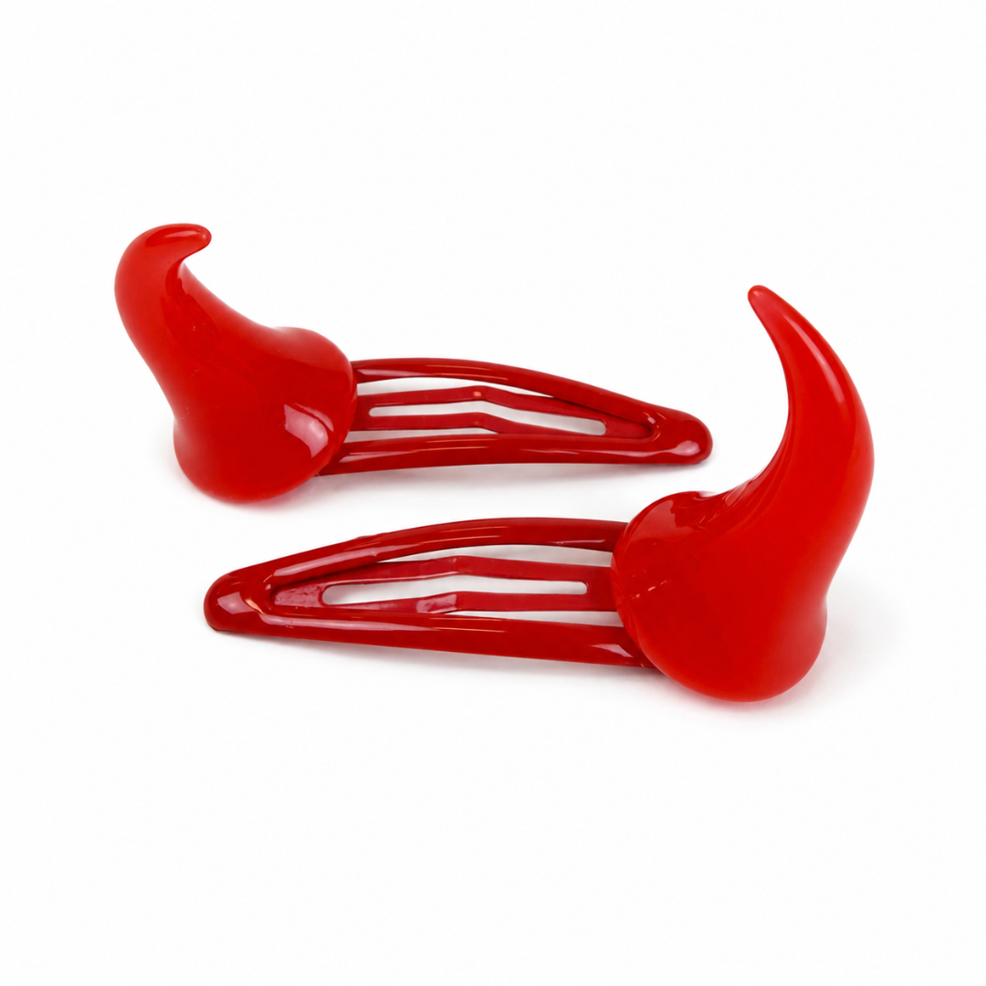 red devil horns hair clips