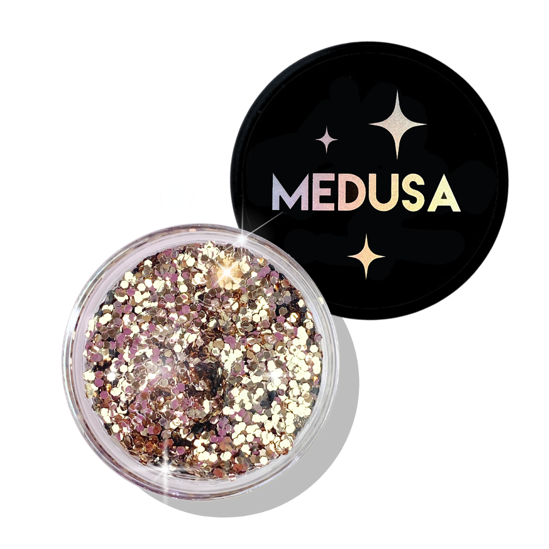Moon Glaze - Fizz a sandy gold chunky glitter gel