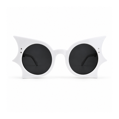 White sunglasses with black lenses on a white background