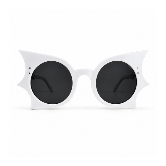 White sunglasses with black lenses on a white background