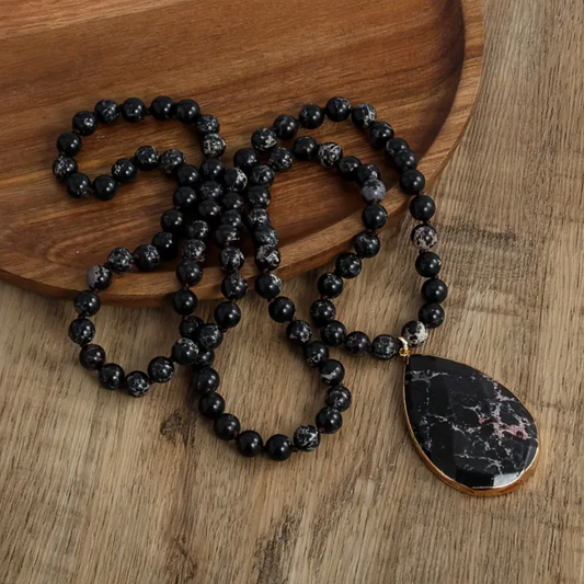 black gem stone necklace