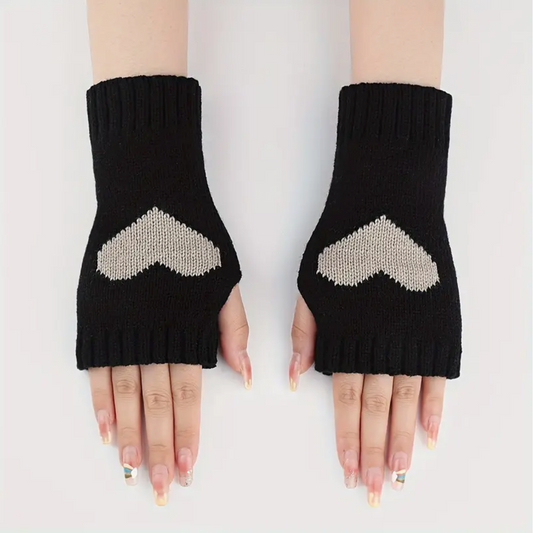 heart fingerless gloves