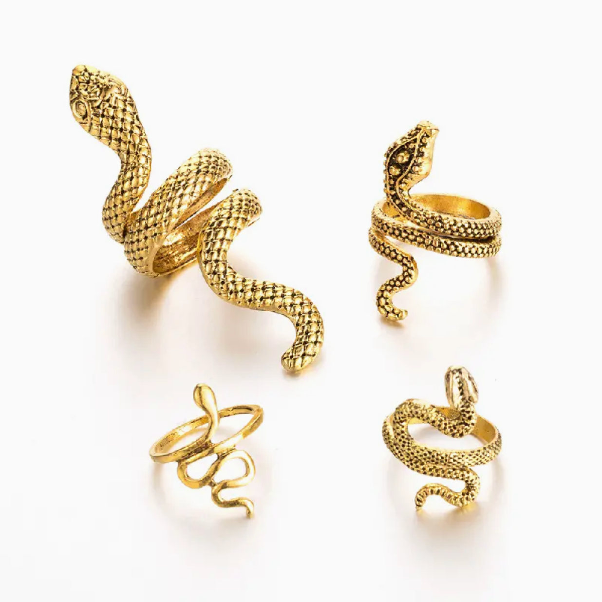 gold snake ring set
