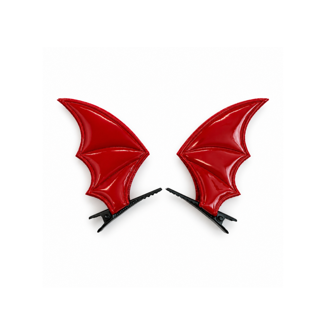 bat wing hair clips red