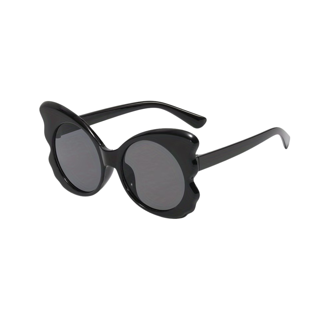 Black cat-eye sunglasses on a white background