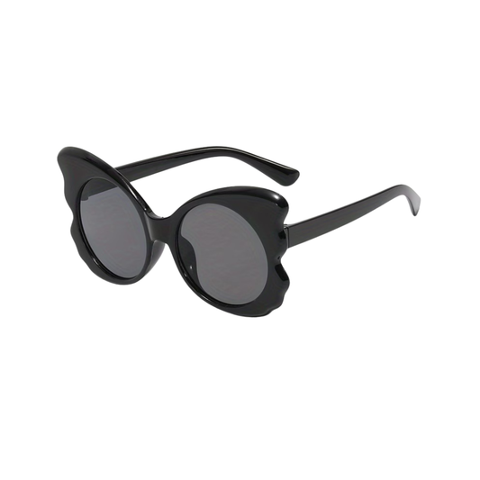 Black cat-eye sunglasses on a white background