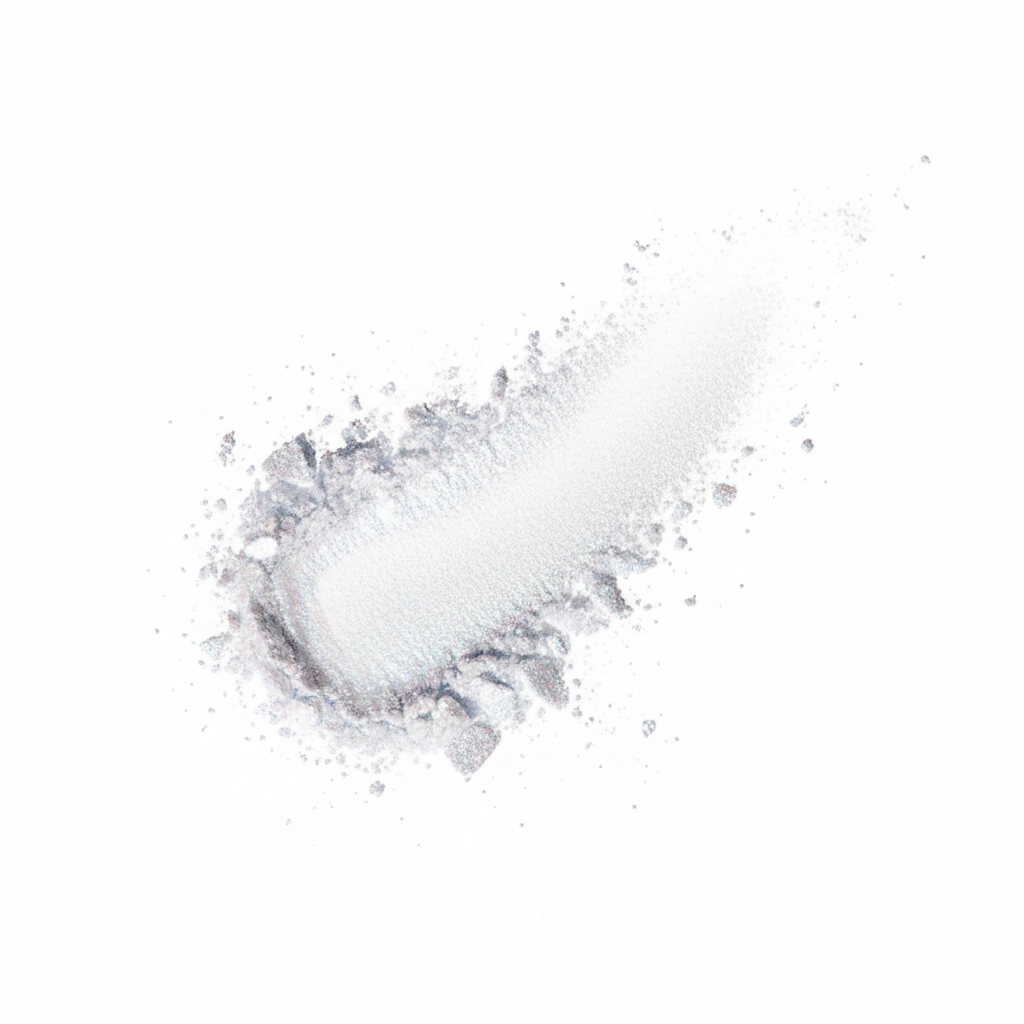 Clump of white powder on a white background