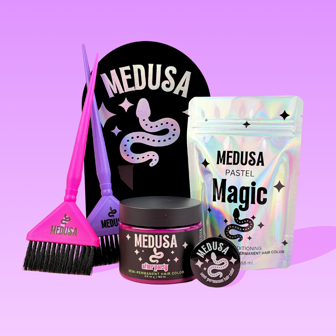 Medusa bundle dye, brush sign pop socket magic pastel