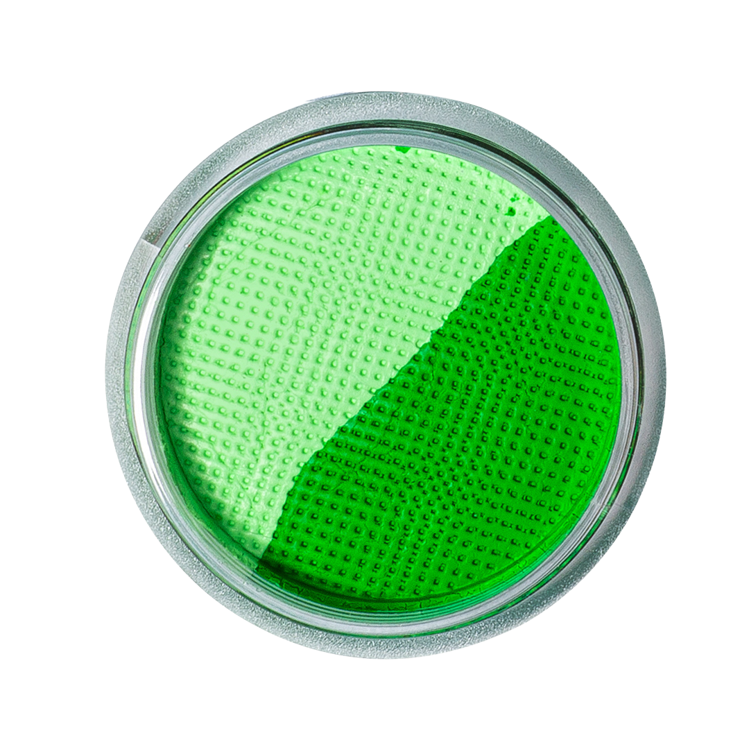 Green makeup compact on a white background