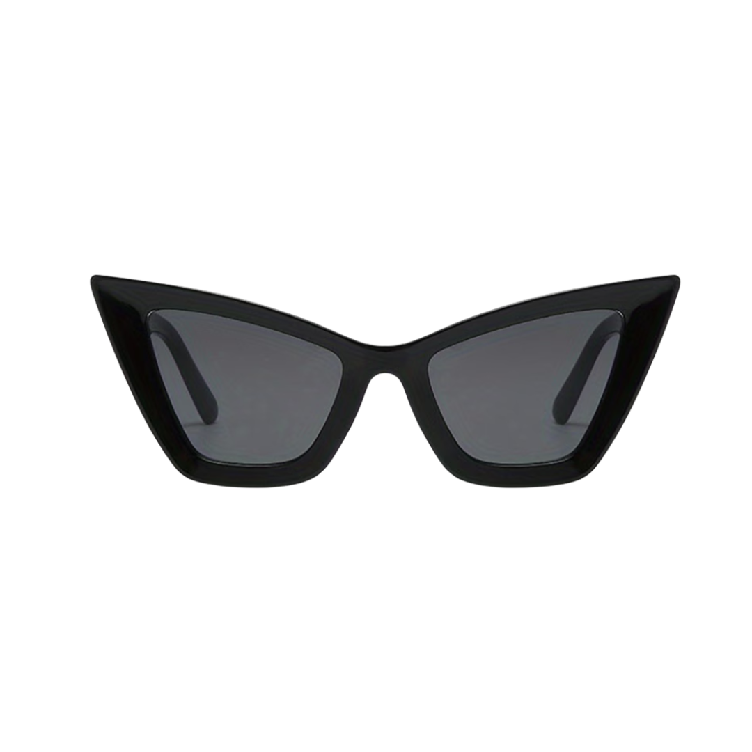 Black cat-eye sunglasses on a white background