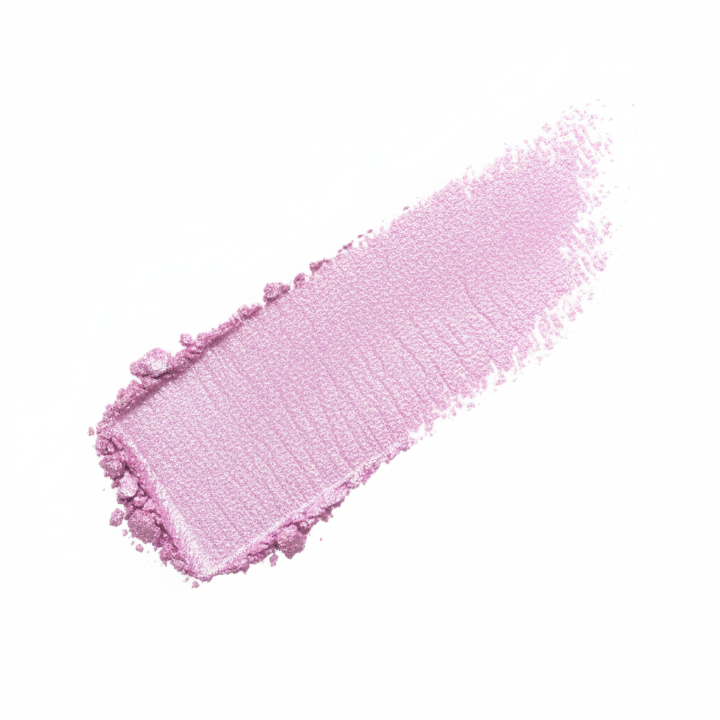 Pink makeup swatch on a white background