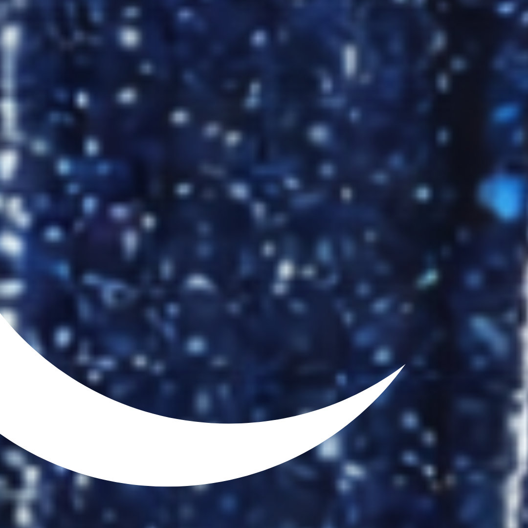 Close-up of blueberries with a white crescent moon on a blue background