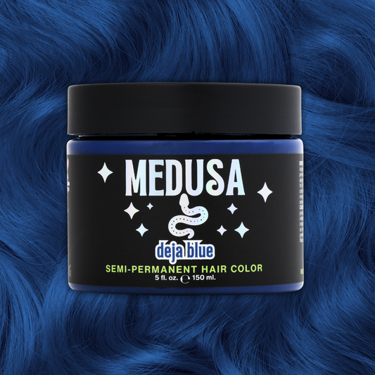 Medusa Semi-Permanent Hair Dye in Deep Cobalt Blue – Vibrant Vegan Hair Color - Deja Blue - 5 oz jar