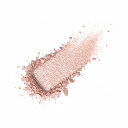 Rose gold eyeshadow swatch on a white background