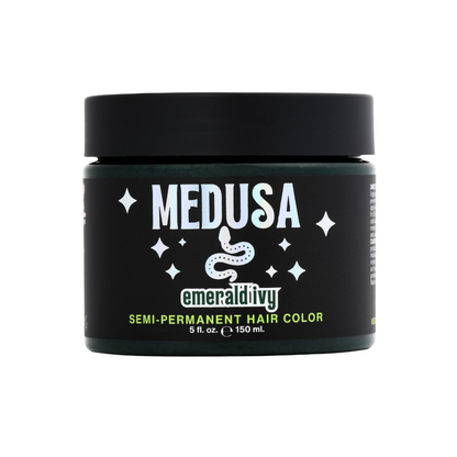 Medusa Semi-Permanent Hair Dye in deep forest juniper green – Vibrant Vegan Hair Color - Emerald Ivy - 5 oz jar