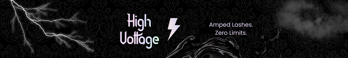 High Voltage Amped Lashes Zero Limits logo with lightning bolt on a dark background