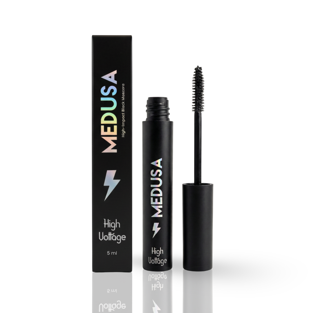 Medusa mascara with packaging on a white background