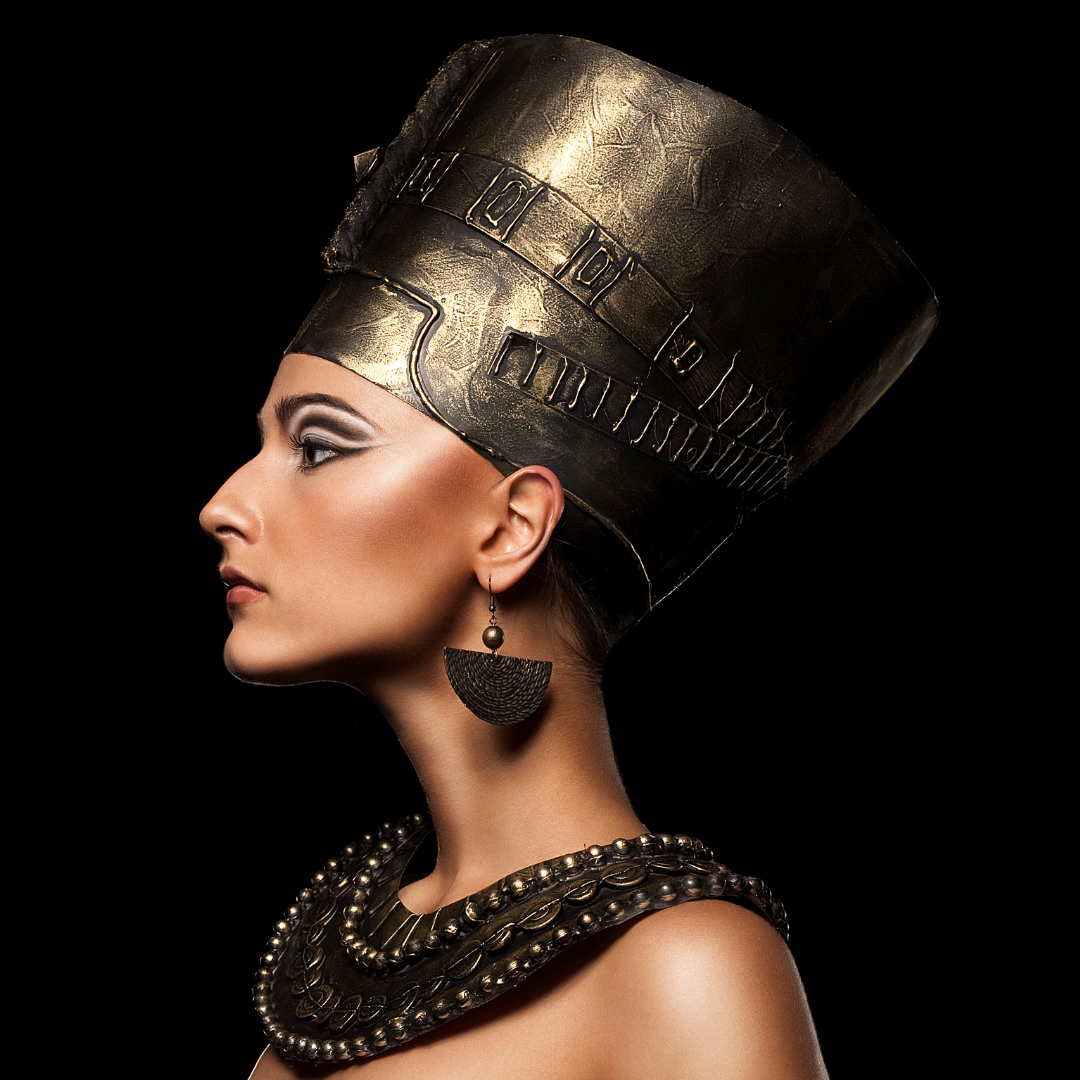 Egyptian model dressed in period makeup and costume