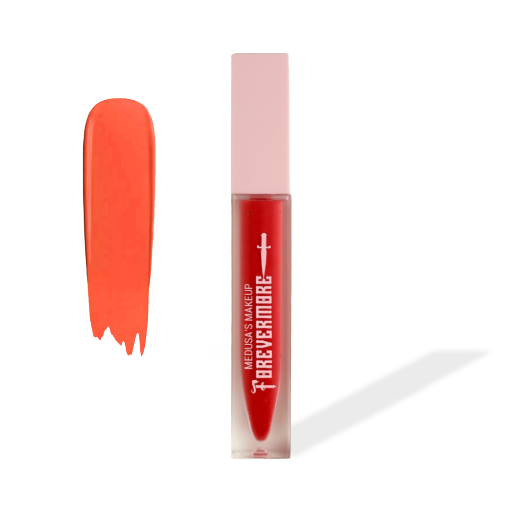 Lipstick with a swatch on a white background