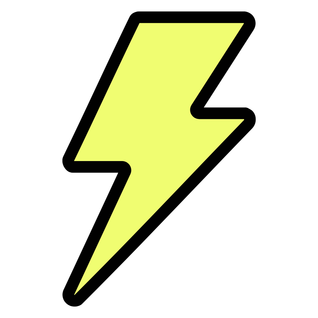 Yellow lightning bolt icon with a black outline on a white background