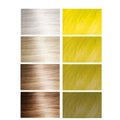Color swatches of hair color options on a white background