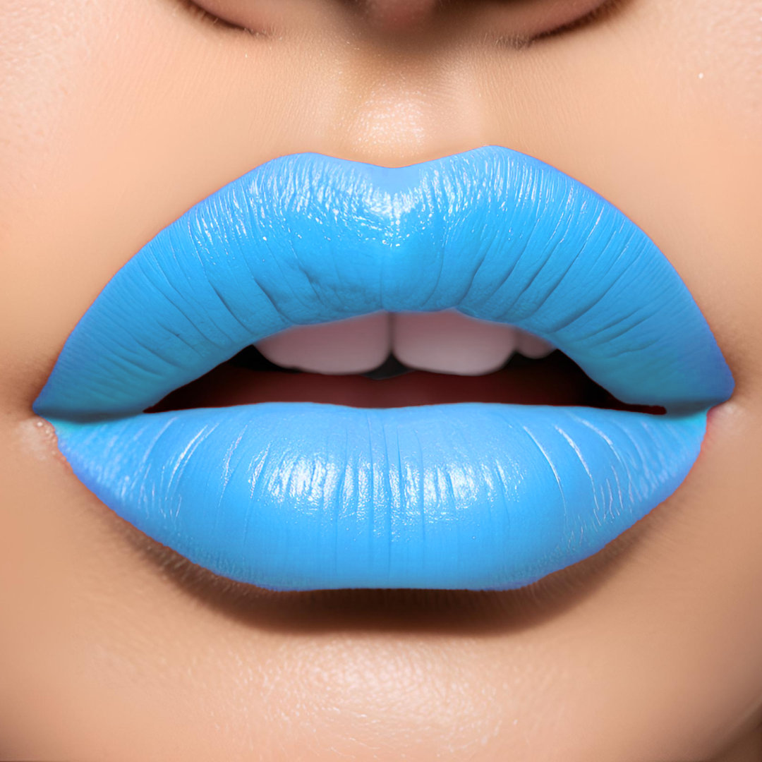 blue moon lipstick, bright pastel blue lipstick