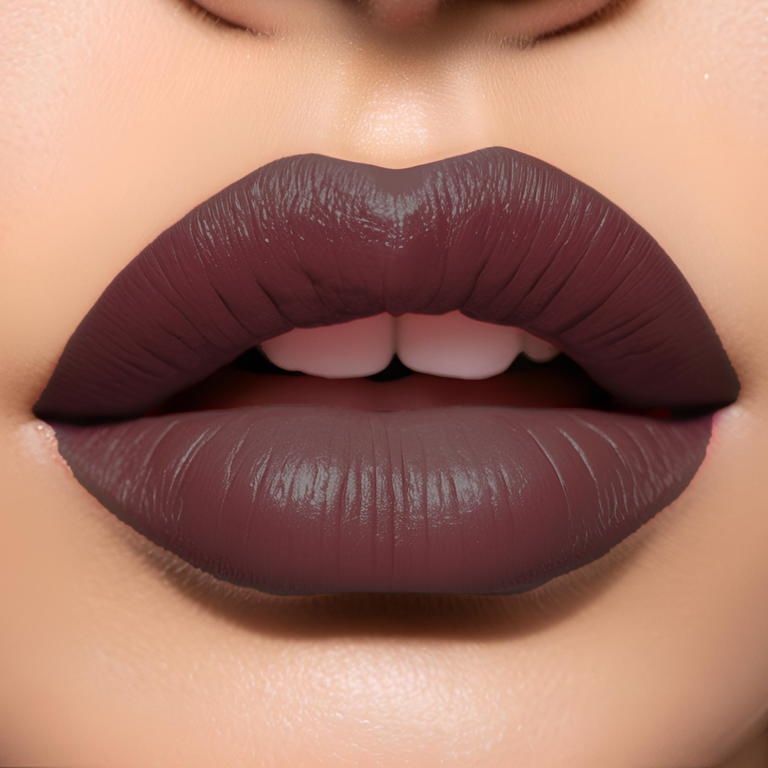 medium brown purple lipstick