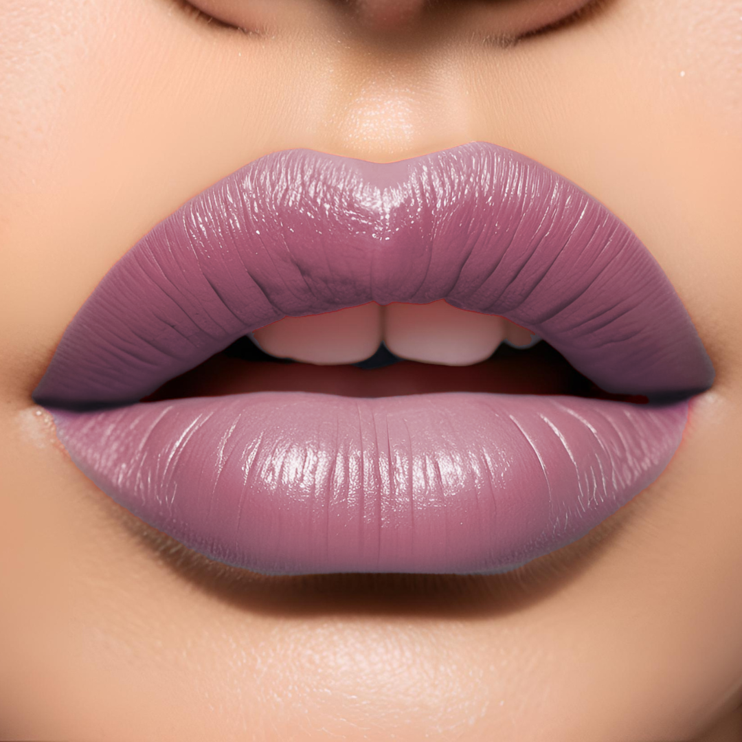 rose lipstick, light lavender