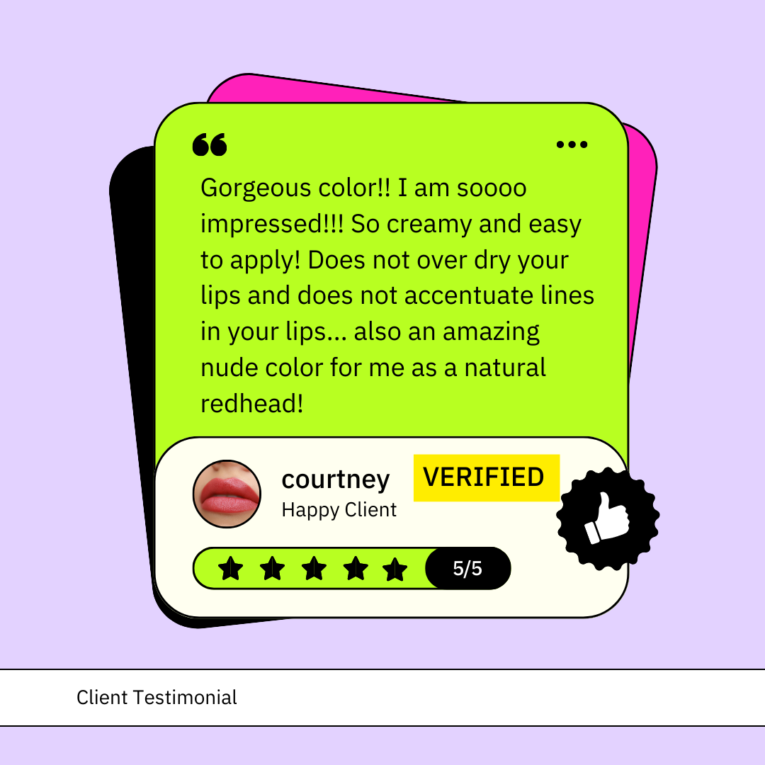 A 5 star review by a verified customer of liquid lipstick