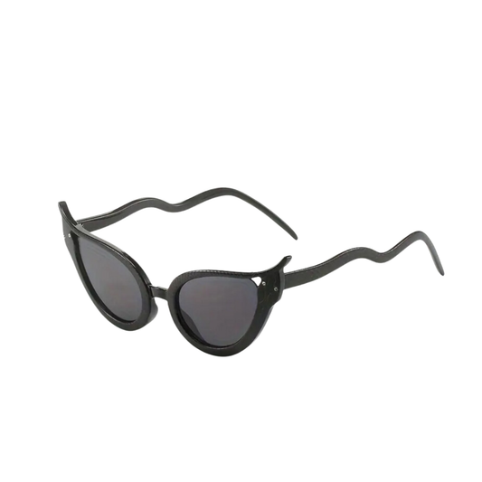 Black cat-eye sunglasses on a white background