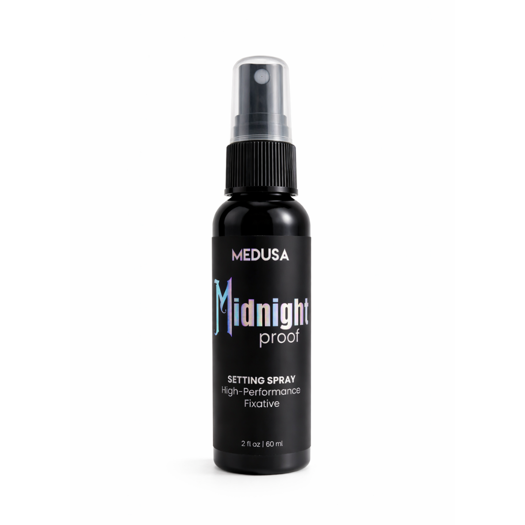Black spray bottle labeled 'Midnight Proof' by Medusa on a white background