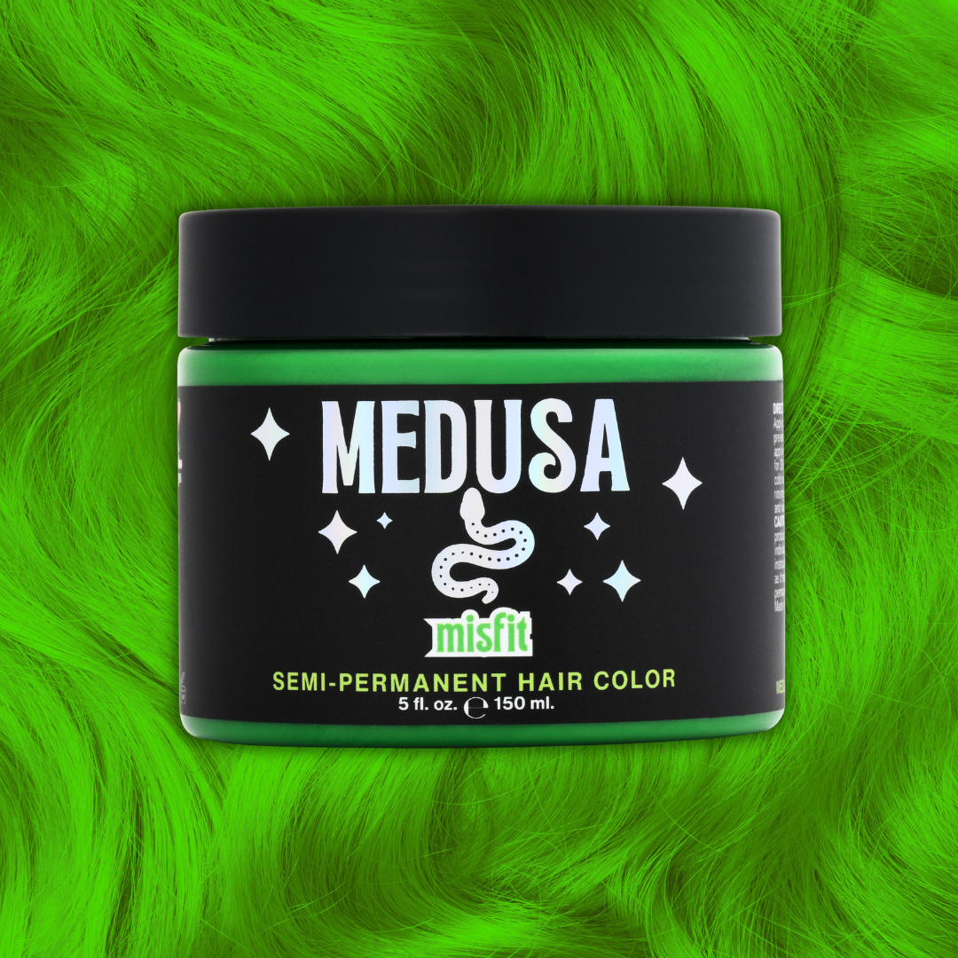 Medusa Semi-Permanent Hair Dye in bright punk green – Vibrant Vegan Hair Color - Misfit - 5 oz jar