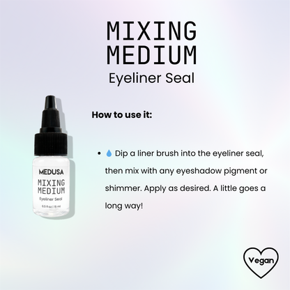 Eyeliner seal product with usage instructions on a light purple background