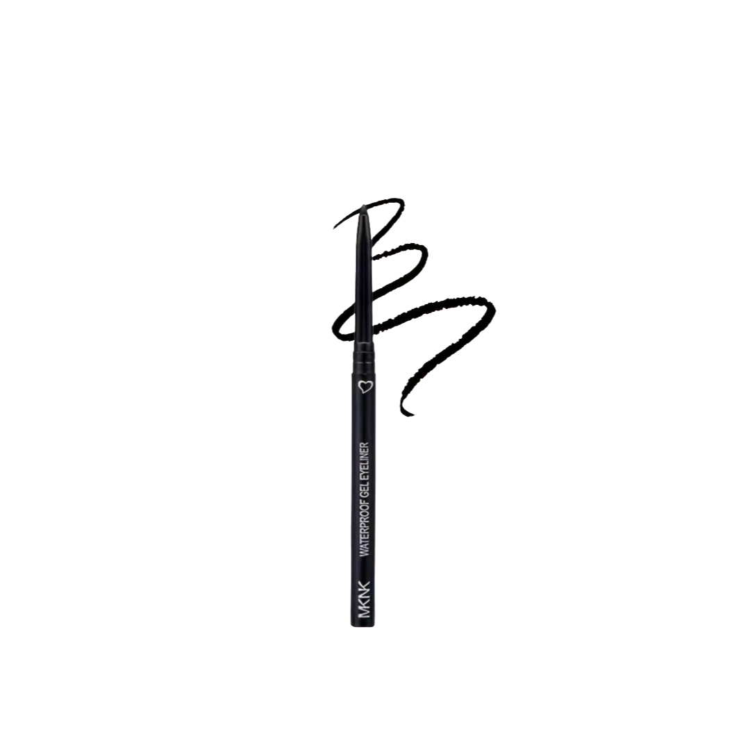 Black eyeliner pencil with brand logo on a white background