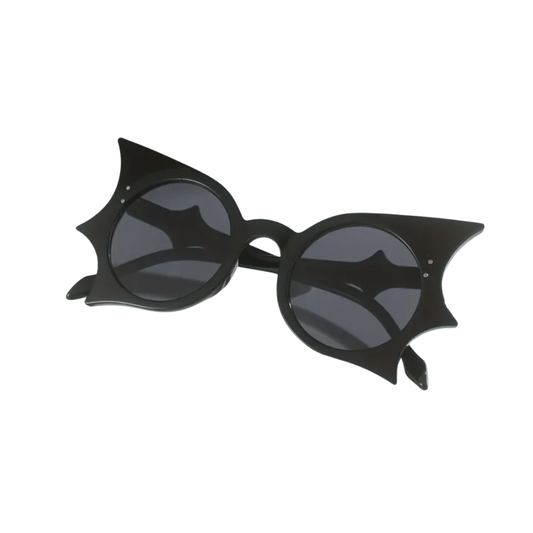 Black cat-eye sunglasses on a white background