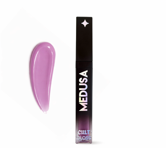 Lip gloss with 'Medusa' branding on a white background