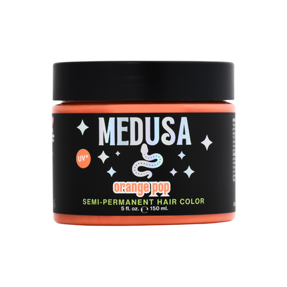 Medusa Semi-Permanent Hair Dye in neon orange – Vibrant Vegan Hair Color - Orange Pop - 5 oz jar
