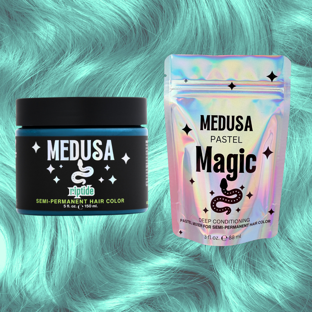 Pastel Teal Hair Dye Bundle – Riptide Hot Teal Dye and Pastel Magic Mixer for Customizable Pastel Shades