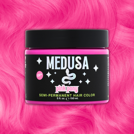 Medusa Semi-Permanent Hair Dye in neon pink – Vibrant Vegan Hair Color - Pink Pony - 5 oz jar