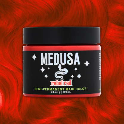 Medusa Semi-Permanent Hair Dye in bright punk red – Vibrant Vegan Hair Color - Rebel Red - 5 oz jar