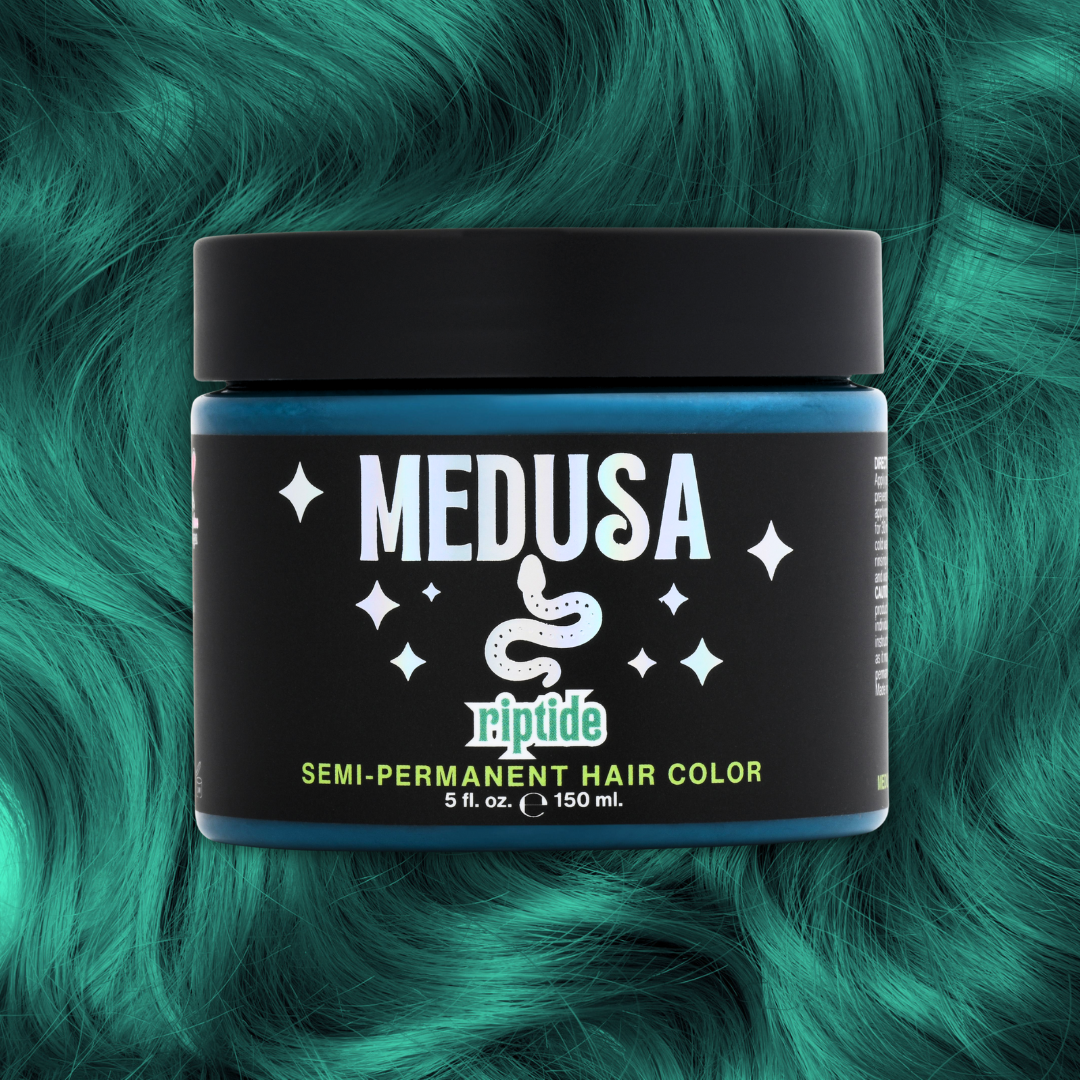 Medusa Semi-Permanent Hair Dye in teal blue – Vibrant Vegan Hair Color - Riptide - 5 oz jar