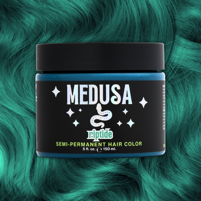 Medusa Semi-Permanent Hair Dye in teal blue – Vibrant Vegan Hair Color - Riptide - 5 oz jar