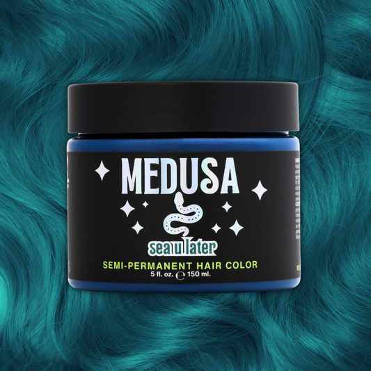 Medusa Semi-Permanent Hair Dye in cerulean blue – Vibrant Vegan Hair Color - Sea U Later - 5 oz jar