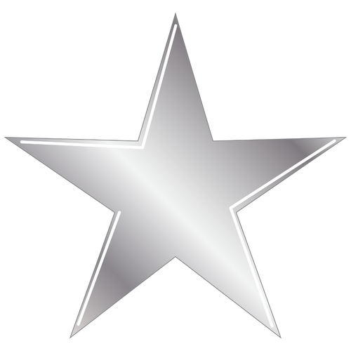 Silver star-shaped mirror on a white background