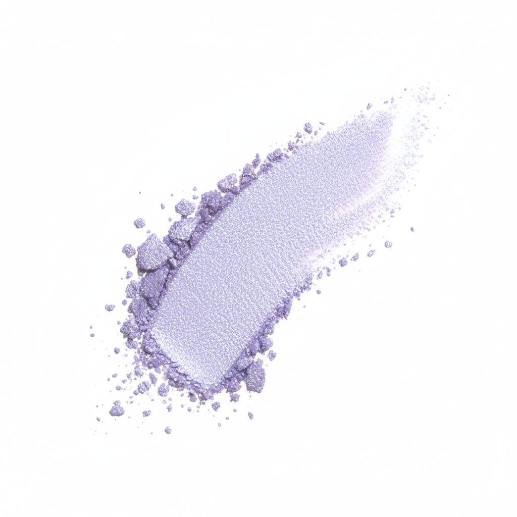 Purple makeup powder on a white background