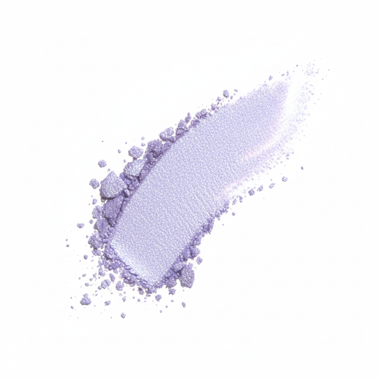 Purple makeup powder on a white background