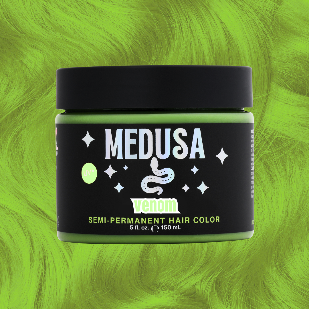 Medusa Semi-Permanent Hair Dye in neon pastel green – Vibrant Vegan Hair Color - Venom - 5 oz jar