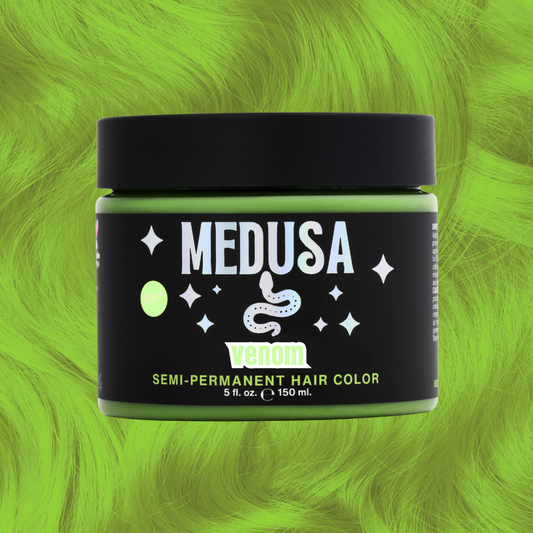 Medusa Semi-Permanent Hair Dye in neon pastel green – Vibrant Vegan Hair Color - Venom - 5 oz jar